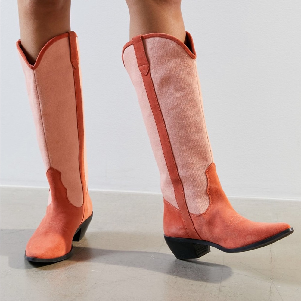 Urban Outfitters Tall Cowboy Western Pink Boots